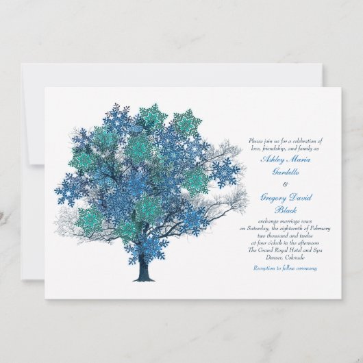 ウィンタースノーフレークツリー結婚式招待状 招待状 (正面)