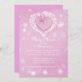 ウィンタースノーフレークハートベビーシャワー招待状 招待状 (正面/裏面)