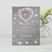 ウィンタースノーフレークハートベビーシャワー招待状 招待状 (スタンド正面)