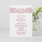 ウィンタースノーフレークフローラレッドホワイトブライダルシャワー 招待状 (スタンド正面)