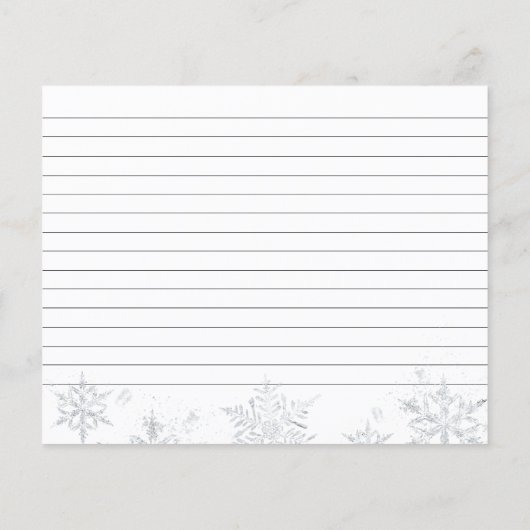 ウィンタースノーフレークブライダルシャワーレシピカード (裏面)