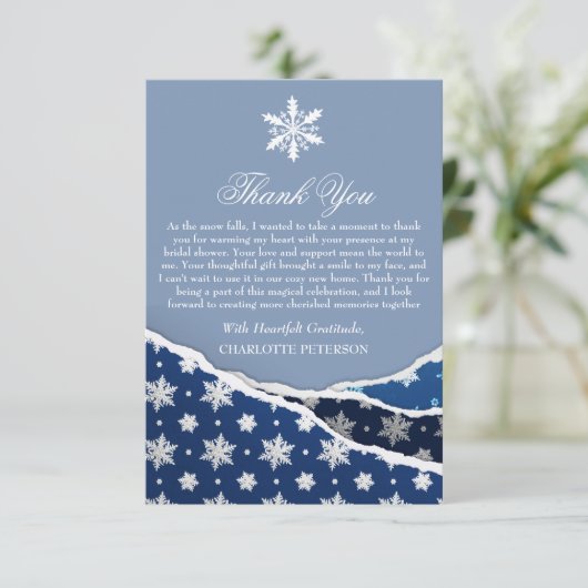 ウィンタースノーフレークブライダルシャワー サンキューカード (スタンド正面)