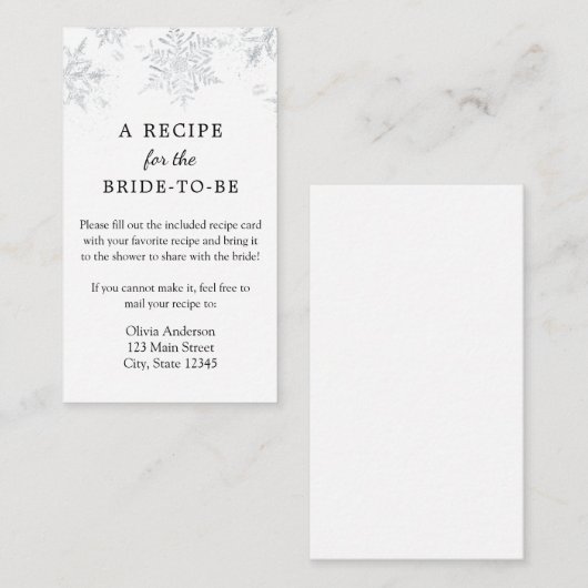ウィンタースノーフレークブライダルレシピリクエスト エンクロージャーカード (正面/裏面)