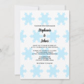 ウィンタースノーフレークブルーホワイトエレガントトレンディー結婚ズ 招待状 (正面)