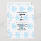 ウィンタースノーフレークブルーホワイトエレガントトレンディー結婚ズ 招待状 (正面/裏面)