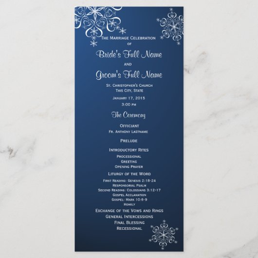 ウィンタースノーフレークブルー結婚式 プログラム (正面)