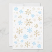 ウィンタースノーフレークブルー&金ゴールドボーイ誕生日 招待状 (裏面)