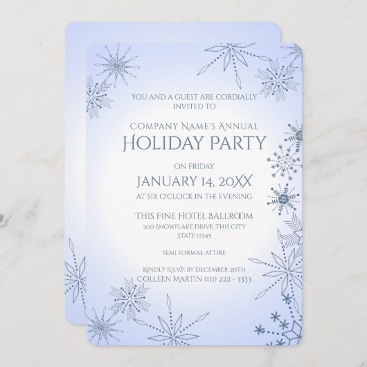 ウィンタースノーフレークホリデーパーティー 招待状 (正面/裏面)