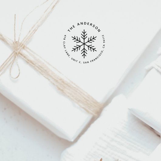 ウィンタースノーフレークモダンラウンド差出人住所 セルフインキングスタンプ
