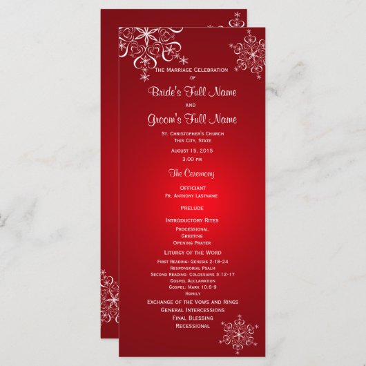 ウィンタースノーフレークレッド結婚式 プログラム (正面/裏面)