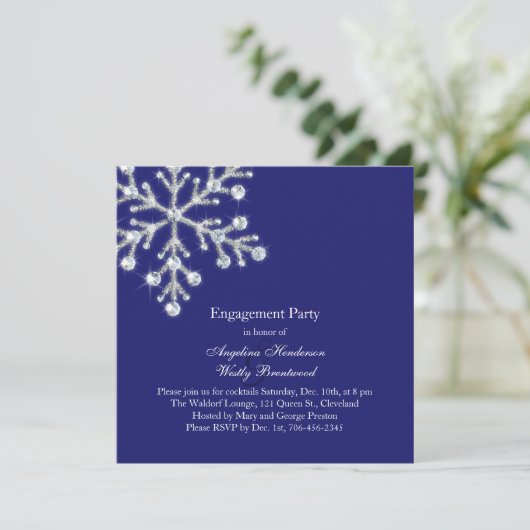 ウィンタースノーフレーク婚約パーティ招待状 招待状 (スタンド正面)