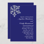 ウィンタースノーフレーク結婚式招待状インディゴ 招待状 (正面/裏面)