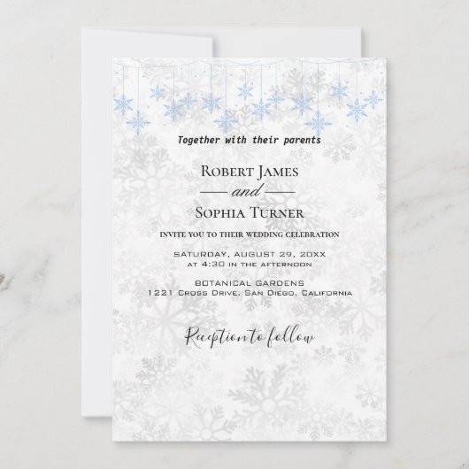 ウィンタースノーフレーク結婚式招待状 招待状 (正面)