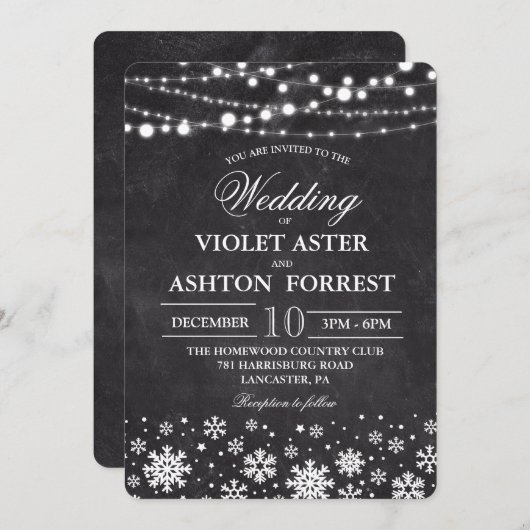 ウィンタースノーフレーク結婚式招待状 招待状 (正面/裏面)