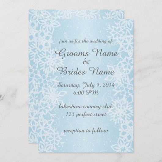 ウィンタースノーフレーク結婚式招待状 招待状 (正面/裏面)