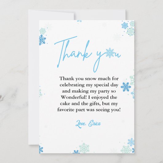 ウィンタースノーフレーク誕生日サンキューカード カード (正面)