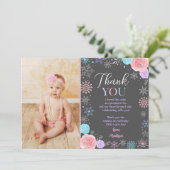 ウィンタースノーフレーク誕生日サンキューカード 招待状 (スタンド正面)