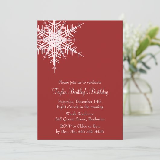 ウィンタースノーフレーク誕生日招待状 招待状 (スタンド正面)