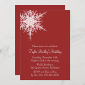 ウィンタースノーフレーク誕生日招待状 招待状 (正面/裏面)