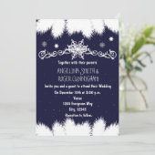 ウィンタースノーフレーク&パインツリー結婚式招待状 招待状 (スタンド正面)
