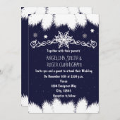 ウィンタースノーフレーク&パインツリー結婚式招待状 招待状 (正面/裏面)