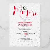 ウィンタースノーフレーク ミスター&ミセス クリスマス ウェディング 箔招待状 (正面)