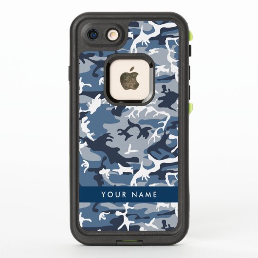 ウィンタースノーブルーカモフラージュ 名前をパーソナライズ LifeProof iPhoneケース (裏面)