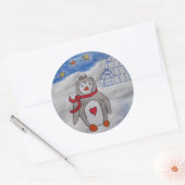 ウィンタースノーペンギンのステッカー ラウンドシール (封筒)