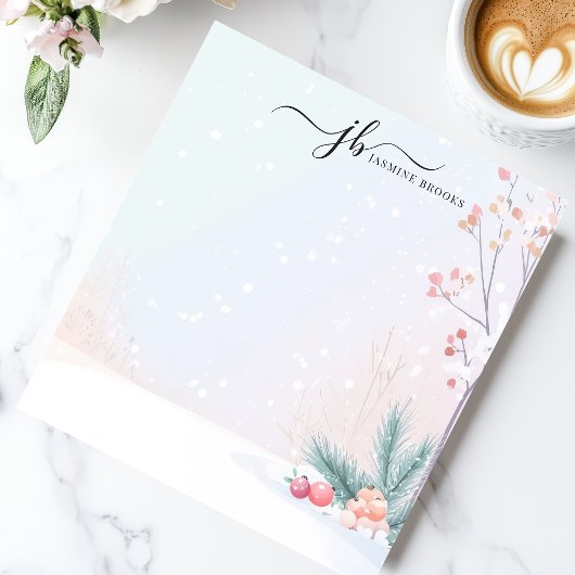 ウィンタースノーボタニカルオーナメント パーソナライズされた ノートパッド