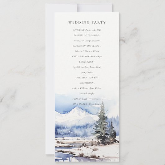 ウィンタースノーマウンテンスキーランドスケープ結婚式 プログラム (裏面)