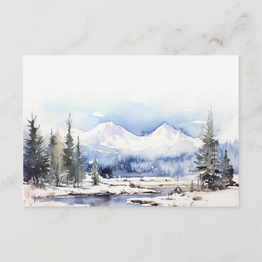 ウィンタースノーマウンテンスキー結婚ランドスケープ詳細 エンクロージャーカード (裏面)