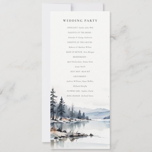 ウィンタースノーマウンテンレイク結婚式 プログラム (裏面)