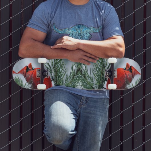 ウィンタースノーレッド（鳥）ショウジョウコウカンチョウバードクリスマスホリデー スケートボード (室外3)