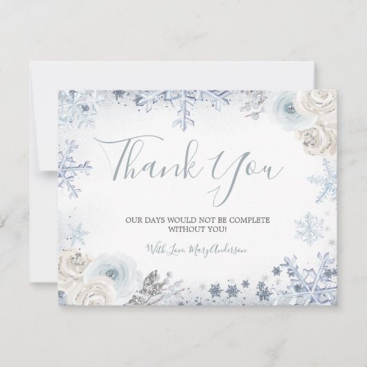 ウィンタースノー・イン・ラブ スノーフレーク ブライダルシャワー サンキューカード (正面)
