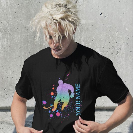 ウィンタースポーツアイスホッケープレーヤーコーチのグラデーション Tシャツ