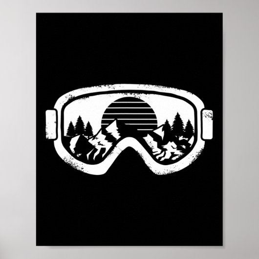 ウィンタースポーツスキースノーボード雪景色ゴーグル ポスター (正面)