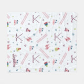 ウィンタースポーツスケートで滑るスキーカスタムホッケー フリースブランケット (正面(横))