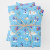 ウィンタースポーツスケートで滑るスキースノーボーディングパターン ラッピングペーパーシート (インサイチュ)