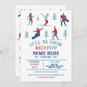 ウィンタースポーツバースデーパーティースキースノーボード 招待状 (正面/裏面)