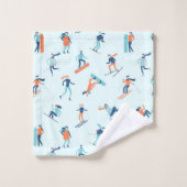 ウィンタースポーツパターン バスタオルセット (ウォッシュタオル)