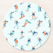 ウィンタースポーツパターン ラウンドペーパーコースター (正面)