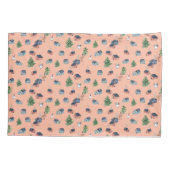 ウィンタースポーツピンクのスキー風景オールオーバープリント 枕カバー (裏面)