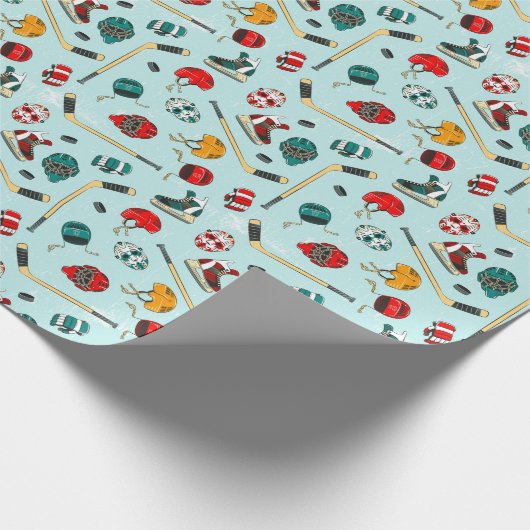 ウィンタースポーツホッケープレーヤー機器ギアパターン ラッピングペーパー (角)