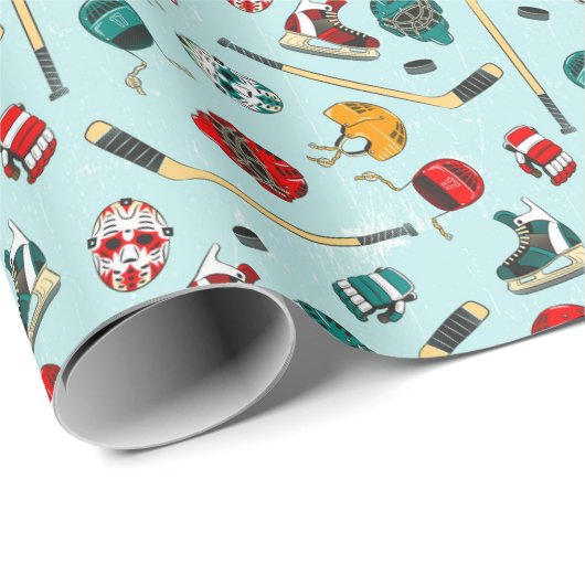 ウィンタースポーツホッケープレーヤー機器ギアパターン ラッピングペーパー (ロールコーナー)