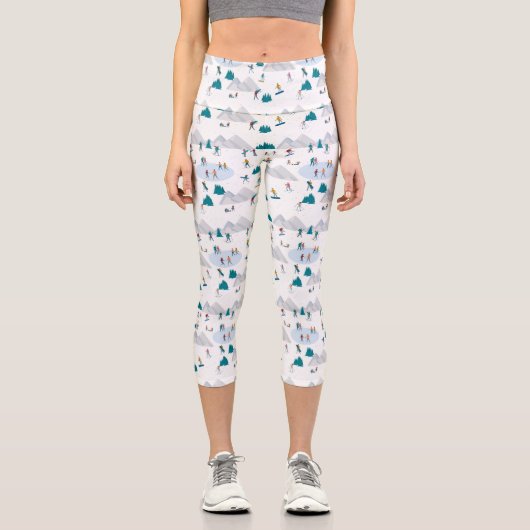 ウィンタースポーツホリデーおもしろいパターン カプリレギンス (正面)