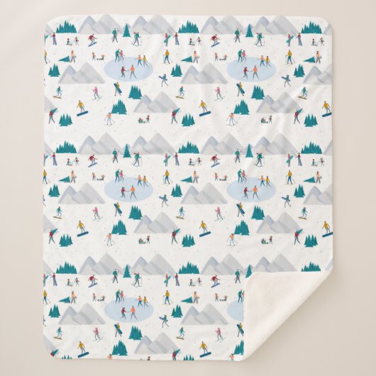 ウィンタースポーツホリデーおもしろいパターン シェルパブランケット (正面)