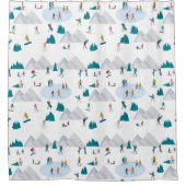 ウィンタースポーツホリデーおもしろいパターン シャワーカーテン (正面)