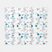 ウィンタースポーツホリデーおもしろいパターン フリースブランケット (正面(横))