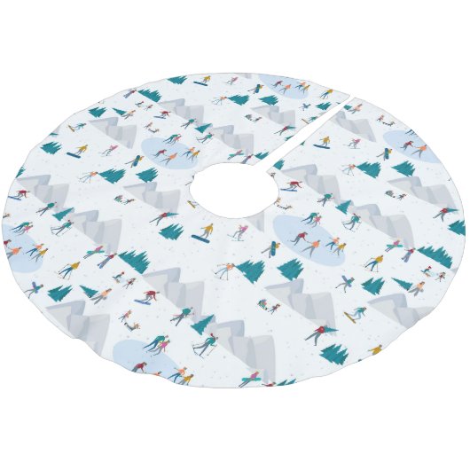 ウィンタースポーツホリデーおもしろいパターン ブラッシュドポリエステルツリースカート (アングル)