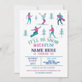 ウィンタースポーツ誕生日ガールズスキースノーボード 招待状 (正面)